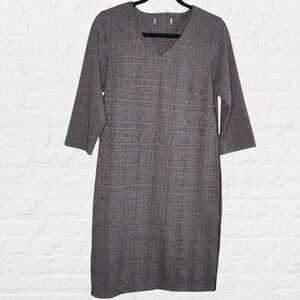Soyaconcept Glen checkered dress with back zip and brown piped seam